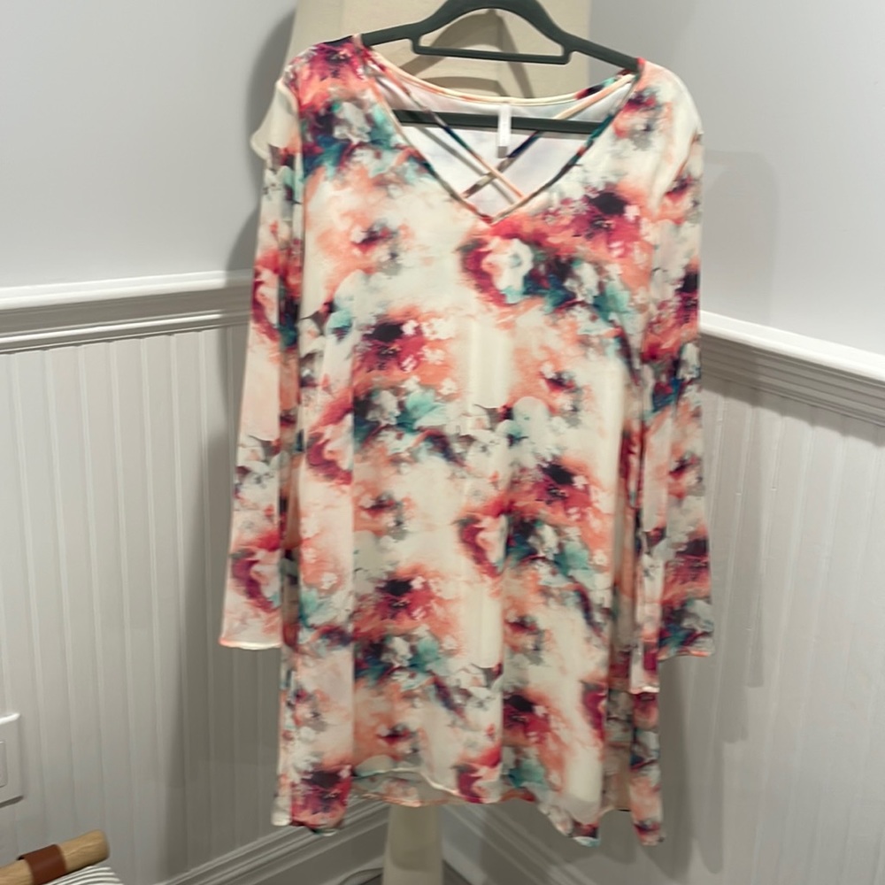Pink Blush Size large Floral dress with underlining